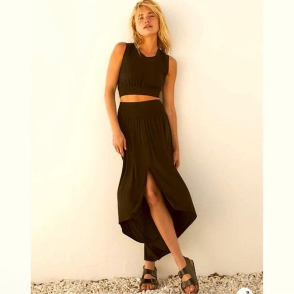 Free People Beach Morning Side Black Maxi High-Low Skirt - Picture 12 of 12